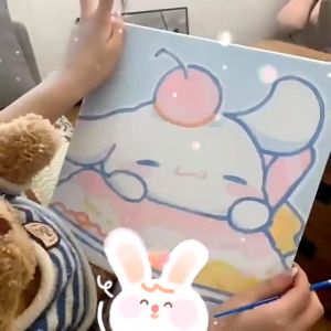 20*20 Cartoon Digital Oil Numbers Painting with Canvas Frame Number Painting Home Wall Decor Painting