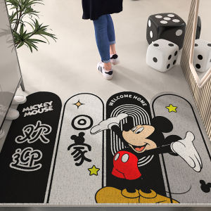 Mickey Door Mat Entrance Hallway Anti-Slip Silk Circle Foot Pad Indoor Outdoor Dustproof Entrance Door Mat Rectangular Modern Simple Style