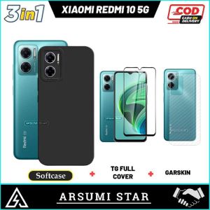 PROMO PAKET MURAH 3 IN 1 CASE XIAOMI REDMI 10 5G SOFTCASE SLIM BLACK MATTE LIQUIT + ANTI GORES CERAMIC MATTE ANTI SPY + GARSKIN CARBON 3D