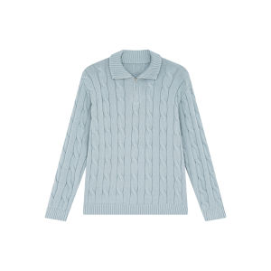 NIHAOKANONG | Áo Sweater Len Xỏ Kim Cổ Đứng Nửa Kéo