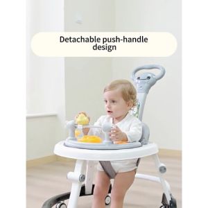 Kitoymommy Adjustable Music Baby Walker with Trolley and Foldable Design for 0-18 Months