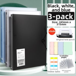 deli | 4-Ring Hole A4 Transparent Document Folder Large Capacity