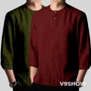 New arrival Mens 3/4 Sleeve Kurta Material Cey Crepe Ironless {Size XS to 8XL}.