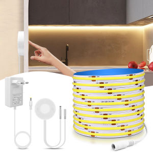 10M Touch Dimmer and Hand Sweep Induction Switch COB LED Strip Light 24V 320LEDs/M LED Tape Lamp Bedroom Kitchen Lighting Ribbon