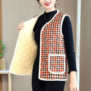 เสื้อกันหนาวบุใยฝ้ายลายดอกไม้ชุดคุณแม่แบบใหม่ฤดูหนาวสไตล์จีนเสื้อกันหนาวบุใยฝ้ายให้ความอบอุ่นบุขนแฟชั่นแมทช์ลุคง่ายสไตล์ชาเนลสำหรับผู้หญิงวัยกลางคน