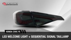 HONDA CIVIC FE 2021-2024 LED SEQUENTIAL SIGNAL WELCOME LIGHT SMOKE RED LIGHT BAR DRAGON SCALE TAILLAMP