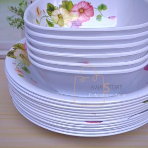 PERALATAN MAKAN MELAMIN ASLI MOTIF BUNGA KUNING MEWAH
