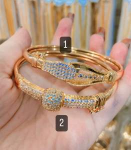 GELANG EMAS CUFF TERBARU 2 MODEL PERMATA GELANG TITANIUM DEWASA ANTI LUNTUR