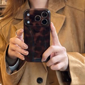 Retro Stylish Amber Color Lamber Pattern Glossy Phone Cover Case for iPhone 17 16 15 14 13 12 Pro Max Plus Air