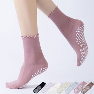 Anti-Slip Yoga Socks with Wood Ear Design Thin Summer Style Indoor Fitness Floor Socks for Women Pilates Socks Breathable