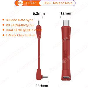 Elbow 90° USB Cable C to C PD240W 5A 80Gbps Mobile Power Type C Cable for iPhone 16 17 Pro Max MacBook Power Bank Tablet iPad