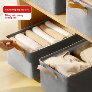 MONLEYTA | Hộp đựng quần áo vải Oxford có thể gập lại dung tích lớn Hộp đựng đồ dùng để sắp xếp tủ quần áo cho gia đình Hộp đựng đồ dùng bằng vải Oxford