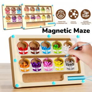 Color Classification Maze Game For Toddler Magnetic Board Beads Counting Kids Educational Puzzle Board Color Sorting