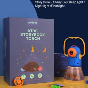 Mideer Storybook Night Light Torch Projector Kaleidoscope Kids Sleep Stories Flashlight Luminous Toy/Animal Slide Show/8 Fairy Tales Movies 64 Slides Learning Educational for Toddler Fairy Tales Gift