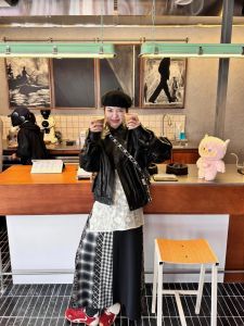 Chendafei Korean Style Plaid Long Slimming Skirt Spring 2025 Womens Retro Patchwork Midi Skirt Casual A-Line Silhouette