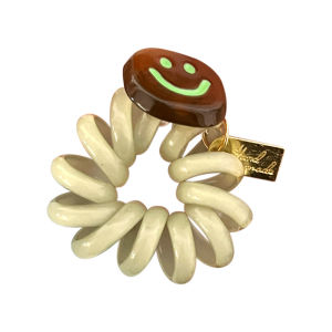 เชือกโทรศัพท์ใบหน้ายิ้มน่ารักห่วงมัดผมไม่ทำร้ายเส้นผมยางรัดเชือกรัดผมหนังสติ๊กรัดผมหลากสียืดหยุ่นสูงและทนทาน