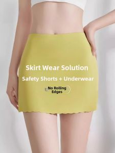 MiiOW | Seamless Ice Silk Safety Pants Womens Tummy Control Underwear Summer Skirt Base Layer Pants Double Layer Shorts Blocking