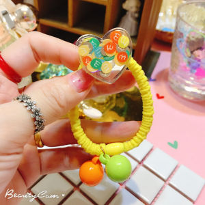 Colorful Fluorescent INS HyunA Style Cute Heart Shaped Round Hair Ties for Women Fashionable Hair Bands Hair Rings