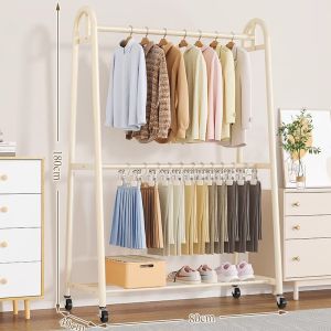 Modern Simplicity Metal Clothes Hanger Stand Mobile Living Room Balcony Coat Rack Household Garment Storage Organizer