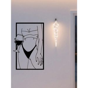 CIFbuy | Vineyard Muse Metal Wall Art Decor: Elegant Woman Wine Glass Wrought Iron Sculpture for Home Bar Dining Room Gifts