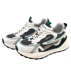 รองเท้าผ้าใบลำลองผู้หญิงหนังแท้ 2024 ฤดูใบไม้ผลิและฤดูร้อนใหม่พื้นหนาระบายอากาศได้ดีรองเท้ากีฬาแบบสวมสบาย