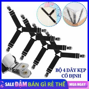 4 Dây Kẹp Giữ Ga Giường Drap Vỏ Chăn Bông Chống Xê Dịch Có Đệm Nhựa Chống Trượt - Kẹp Cố Định Ga Trải Nệm Tiện Dụng