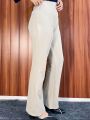 plarepants rib knit cutbray, celana panjang wanita, celana korean style highwaist. 