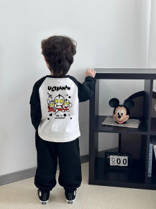 Pure Cotton Long Sleeve Cartoon Superhero T-Shirt for Boys Spring Autumn New Style Shoulder Insert Design Comfortable Breathable Kids Clothing