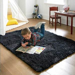 Furry Carpet Living Room Floor Shag Rug Area Bedroom Bed Blanket Black Soft Kids Room Rug Modern Indoor Home Decor