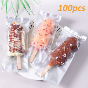 100Pcs Ice Cream Packaging Bags Candy Snacks Sealed Wrapper Thickeneded Transparent DIY Ice Cream Household Sealing Bags