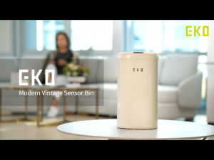 EKO Vintage Automatic Trash Bin12L 20L Motion Sensor Livingroom Rubbish Can with Lid Soft Square Wastebasket Touchless Garbage Dustbin Vanilla Stainless Tong Sampah