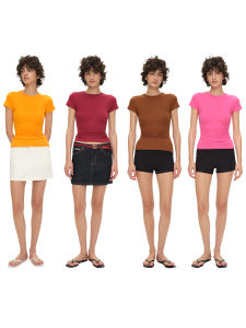 Slim Fit Sporty round Neck Short Sleeve T-Shirt Womens Summer Top Some Idea T01 Style Colorful Casual Wear Comfortable