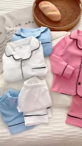 Bộ Pijama Đũi Dài Tay Sâu Shop Đồ Ngủ Cho Bé Chất Đũi Nhăn Cực Mát Từ 8-28kg