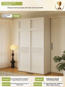 Steel Retro High Capacity Sliding Door Wardrobe