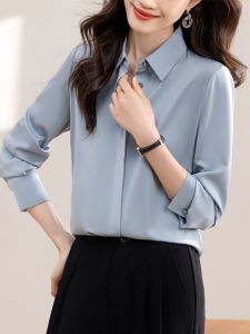 French Anti-Wrinkle Satin Long Sleeve Shirt Womens Spring Autumn Small Size Professional Formal Interview Shirt Elegant Top