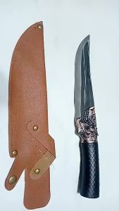 Dragon Head Knife with Leather Cover Bone Removal Knife Forged Blade Slicing Knife Bone Meat