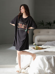 Summer Modal Ice Silk Sleep Dress Womens Short Sleeve Lightweight Maternity Dress Breathable Comfortable Home Wear Nightgown