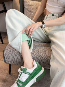 High Waist Straight Leg Light Green Denim Jeans Womens Spring Autumn Thin New Style Hong Kong Style Loose Wide Leg Pants