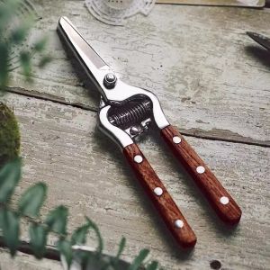 MONLEYTA | Effort-Saving High Carbon Steel Pruner Scissors For Floral Art Fruit Tree Branch Trimming Garden Tools With Willow Wood Handle
