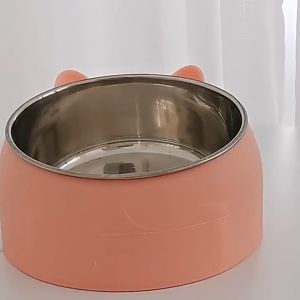 200ml Cat food Bowl Raised No Slip Stainless Steel Elevated Stand Tilted sneck protection Feeder Bowl