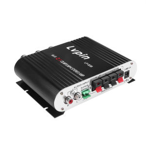 Lvpin Mini HiFi Stereo Amplifier Treble Bass Booster Ampli Mini Stereo Amplifier Speaker Aktif Stereo Pengeras Suara Portabel Speaker Aktif Mini Elektronik Audio Amplifier 12V 20W - LP-838 Black