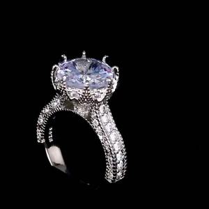 Huitan Gorgeous 13MM Round Cubic Zirconia Ring Women Silver Color Fashion Wedding Rings Anniversary Party Finger Jewelry Gift