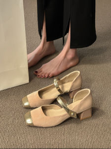 Fashionable Retro Flat Heel Mary Jane Shoes for Women Spring 2025 Square Head Anti-Slip Slip-On Shoes Comfortable All-Match