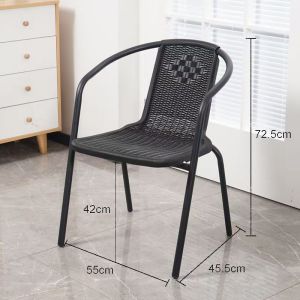Foldable Plastic Back Iron Art Chair Balcony Casual Table Chair Conference Stacking Chairs Home Use Dining Chairs Modern Simple Style