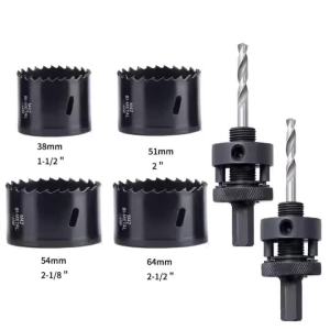 6PCS M42 Black Hole Saw Set 38 51 54 64 68mm Heavy Duty Pipe Cutter Plumber Drilling Tool for Wood Plastic Thin Metal