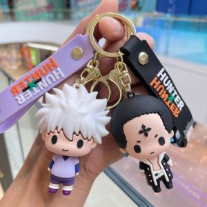 Anime HUNTER X HUNTER Keychain Cartoon Figure Killua Zoldyck Kurapika Pendant Keyring Cartoon Anime Key Chain