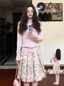 PEIZIXUAN | French Style Pink Floral Dress Early Spring