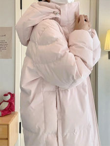 Korean Style Thickened Long down Cotton Jacket Womens Winter Coat over Knee Length Hooded Zipper Closure Polyester Fiber