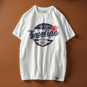 Summer New Style American Retro Short Sleeve T-Shirt Mens Pure Cotton round Neck Casual Body Shirt Half Sleeve Comfortable Fit