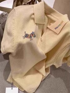 Áo Len Dệt Kim Tay Ngắn Rộng Rãi Màu Kaki Phong Cách Hàn Quốc Dành Cho Nữ Mùa Xuân 2025 Thời Trang Giảm Tuổi